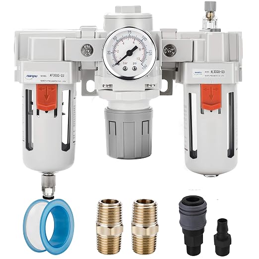 NANPU 3/8" NPT Air Filter, Regulator & Lubricator Combo by NANPU