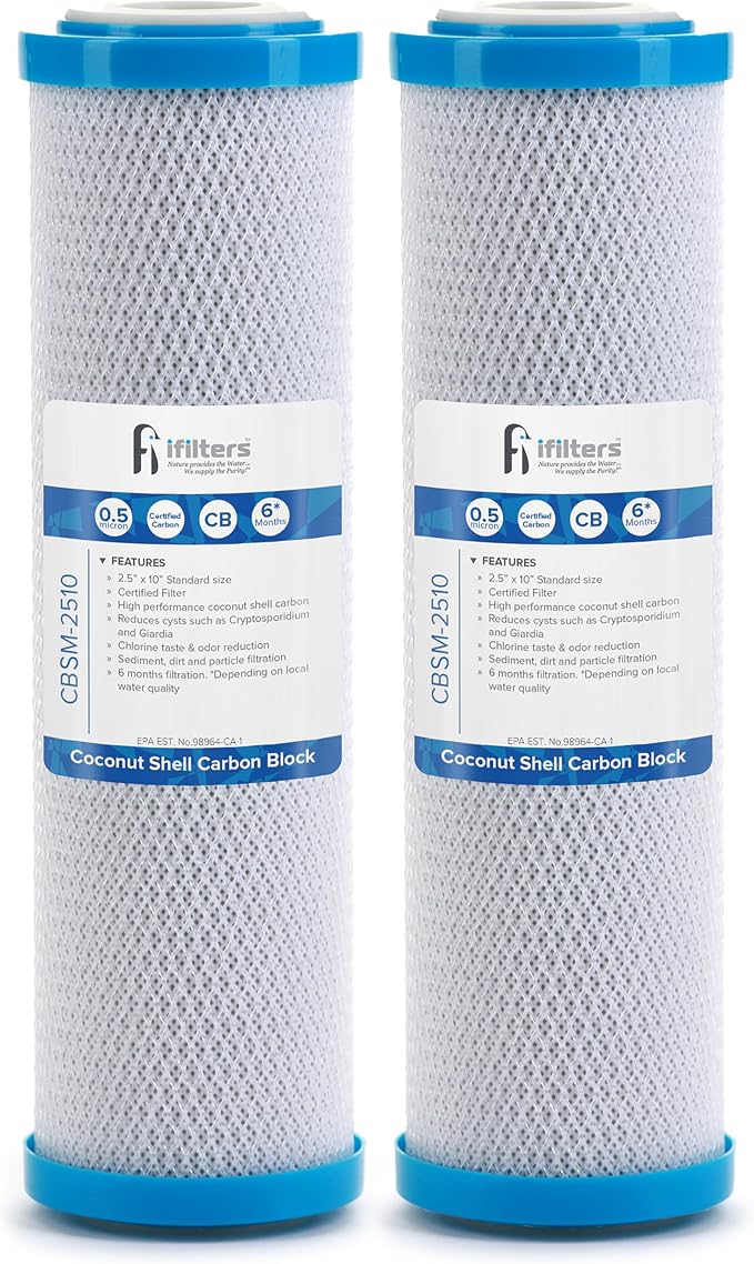 iFilters 0.5-Micron Carbon Block Water Filter – Coconut Shell CTO Drinking by iFilters
