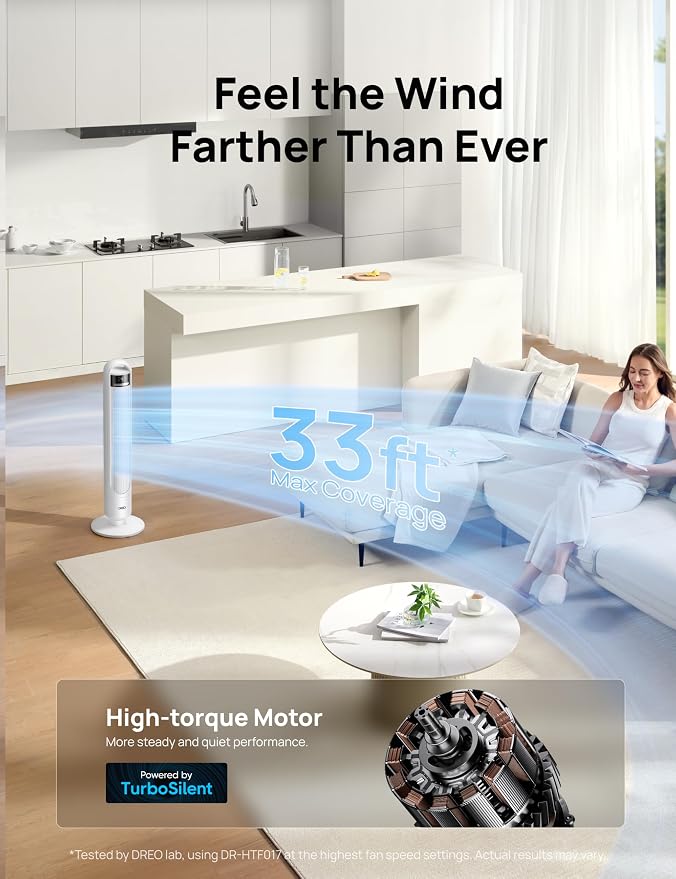 DREO Tower Fan for Bedroom, 90° Oscillating Standing Fans for Room - Image 3