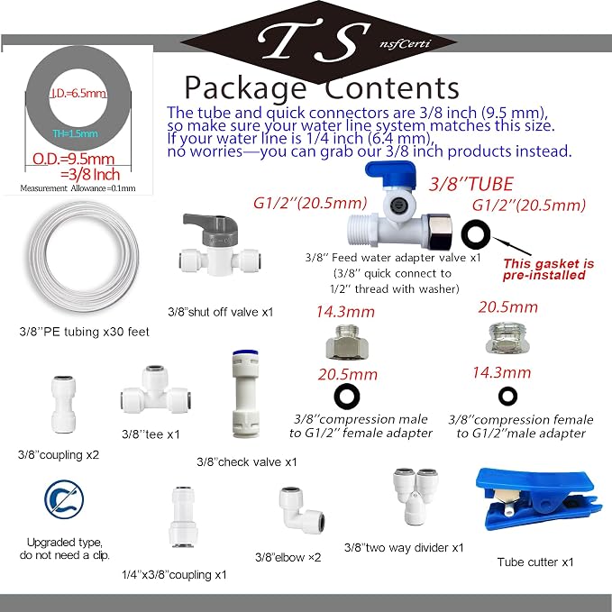 NSF 3/8" inch Water Line Tubing and Push to Connect Fittings - Image 2