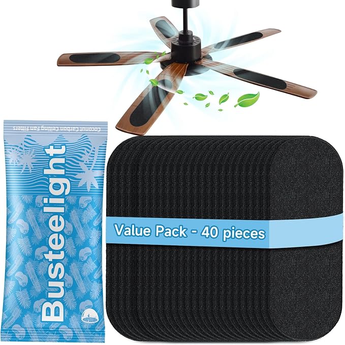 40 Pcs Ceiling Fan Filters for Blades – Fan Air Purifier Pads by Busteelight