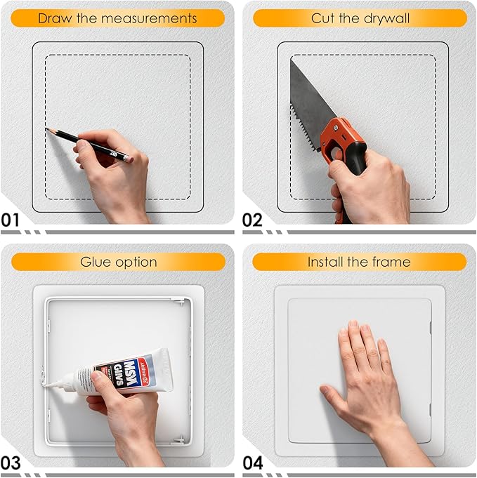 Suteck Plumbing Access Panel for Drywall Ceiling 16 x 16 Inch Reinforced Plastic Wall Access Doors Removable Hinged White