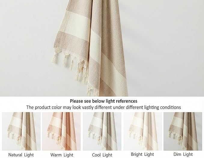 Bazaar Anatolia Turkish Bath Towel – 100% Cotton, Quick Dry, Sand Free Towel for Bathroom, Hot Tub, Decor, Cream – Oversized 71x39 Inches – Diamond Beige
