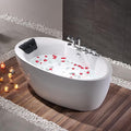 Empava 71 inch Acrylic Freestanding Tub Hydromassage Gracefully Oval Shaped Whirlpool 7 Water Jets Soaking SPA, Double-Ended Massage Bathtub with Black Pillow, Boat Shape,ETL Certified