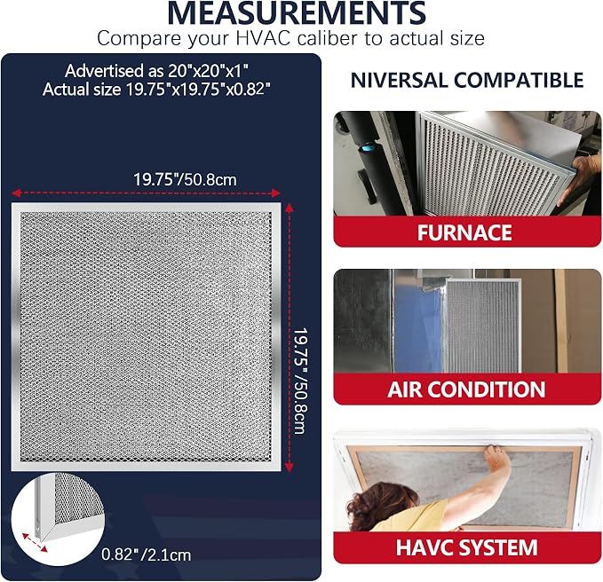 20x20x1 Air Filter for Home, MERV 8 Reusable Electrostatic Aluminum AC/HVAC - Image 6