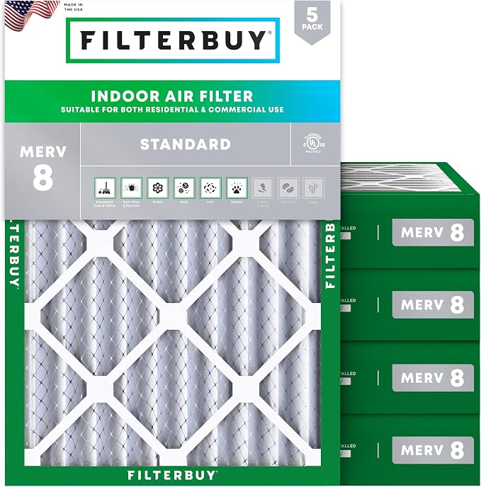 Filterbuy 20x24x4 Air Filter MERV 8 Essential Dust & Allergy Defense, by Filterbuy