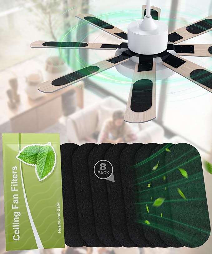 JAYNLT Ceiling Fan Filters for Blades, Activated Carbon Fan Blade Air Purifier by JAYNLT