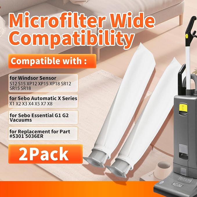 2-Pack MicroFilter fit for SEBO Auto-X S | Replacement Vacuum Filters for - Image 2