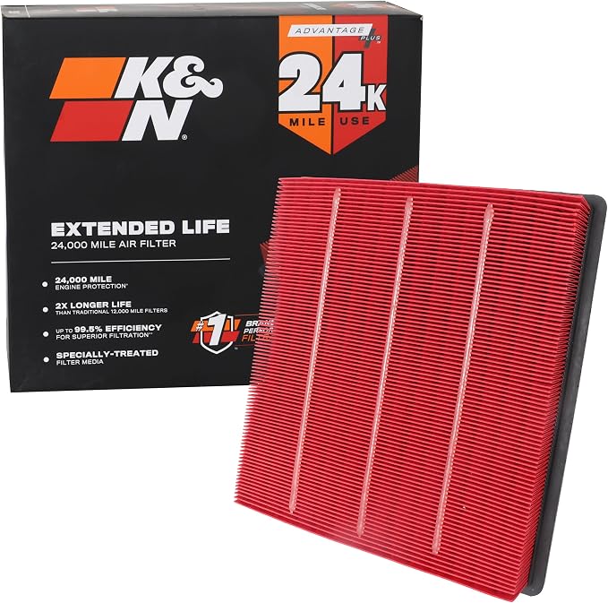 K&N Engine Air Filter: Extended Life 24, 000 Mile Replacement Air Filter: by KNEngineeringInc