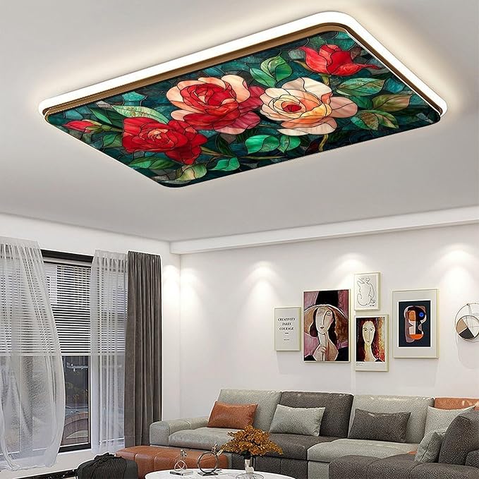2PCS Stained Glass Rose Magnetic Fluorescent Light Covers - Image 5