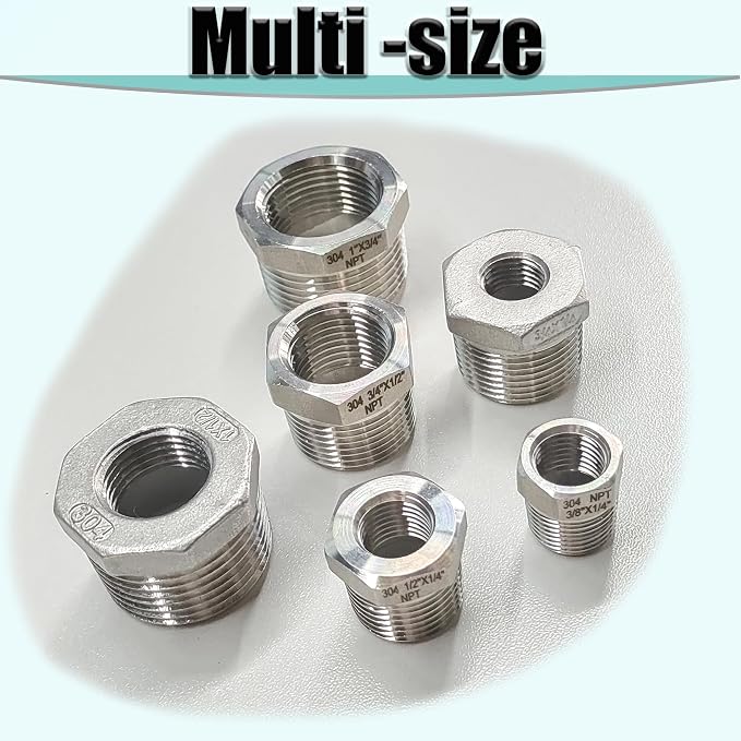 3/4" NPT Male to 1/4" NPT Female Hex Bushing Reducer, 304 Stainless Steel NPT - Image 8