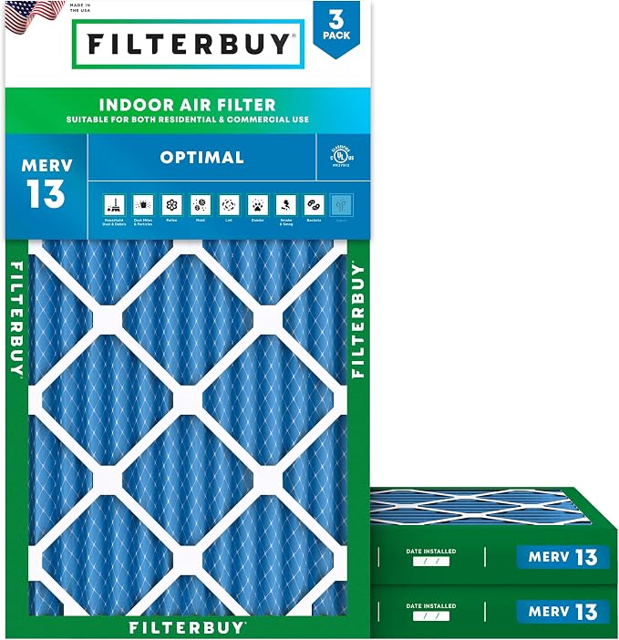 Filterbuy 10x20x2 Air Filter MERV 13 Optimal Smoke & Allergy Defense, by Filterbuy
