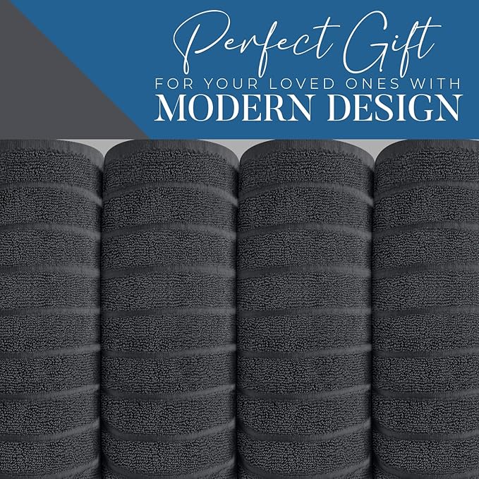 DAN RIVER Pack of 2 Bath Sheet 35x70 Inches, Extra Large Ribbed Bath Towels Oversized, Absorbent Cotton Towels for Bathroom - Dark Gray