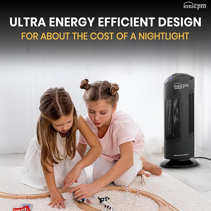 Ionic Pro Compact Air Purifier Tower, Never Replace Filters, Quiet Negative Ion - Image 8