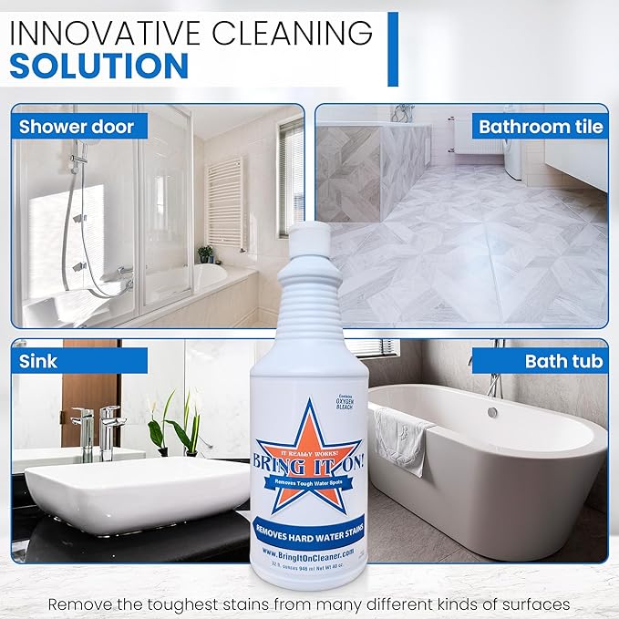 BRING IT ON! CLEANER Hard Water Stain Remover Sealant 16oz, Water Spots on Glass, Hard Water Buildup.