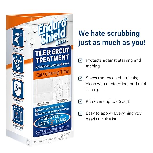 EnduroShield Tile & Grout Treatment Kit - Advanced Protection for Tile & Grout Surfaces - Repels Grime & Dirt Without Harsh Chemicals - 4.2 fl oz