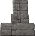 Bath Towels 8 Piece Towel Set – 100% Combed Cotton – Bath + Hand + Washcloths – Oeko-TEX Certified Soft & Absorbent Towels with Durable Double-Stitched Edges for Bathroom or Guest Spa, Gray