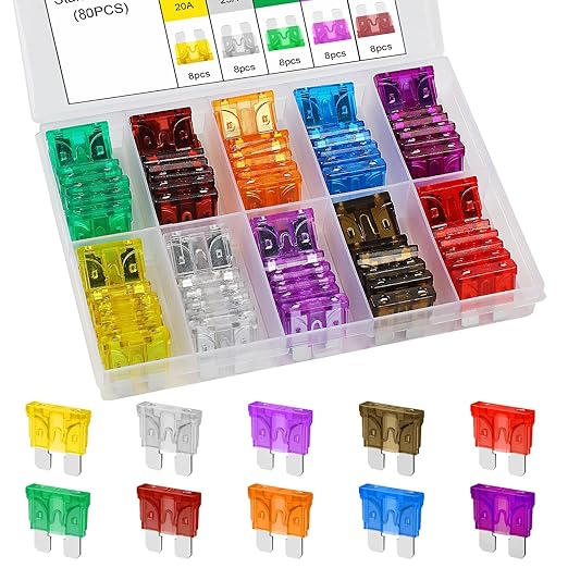 80PCS Standard Car Fuses Assortment Kit, Professional Blade Fuses Automotive by cooclensportey