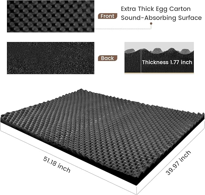 Self-Adhesive Thickened Sound Insulation Egg Crate Foam 13.99 sqft x 1.77in - Image 3