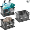 iDesign Stackable Shower Basket with Handle for Dorm or Bathroom - Set of 3 - Gray - Made in USA