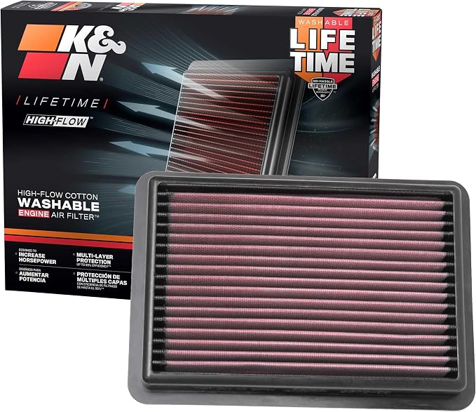K&N High-Flow Original Lifetime Engine Air Filter: Increase Power: Premium by KNEngineeringInc