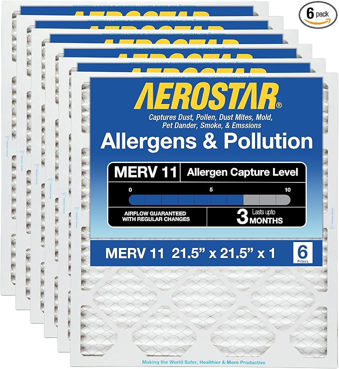 Aerostar 21.5x21.5x1 MERV 11-6 Count by AirFiltersDelivered