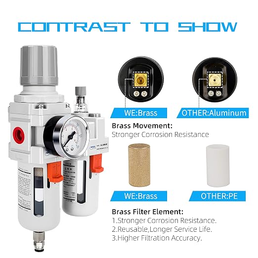 NANPU 3/4" NPT Compressed Air Filter Regulator Lubricator Combo Water/Oil Trap - Image 5