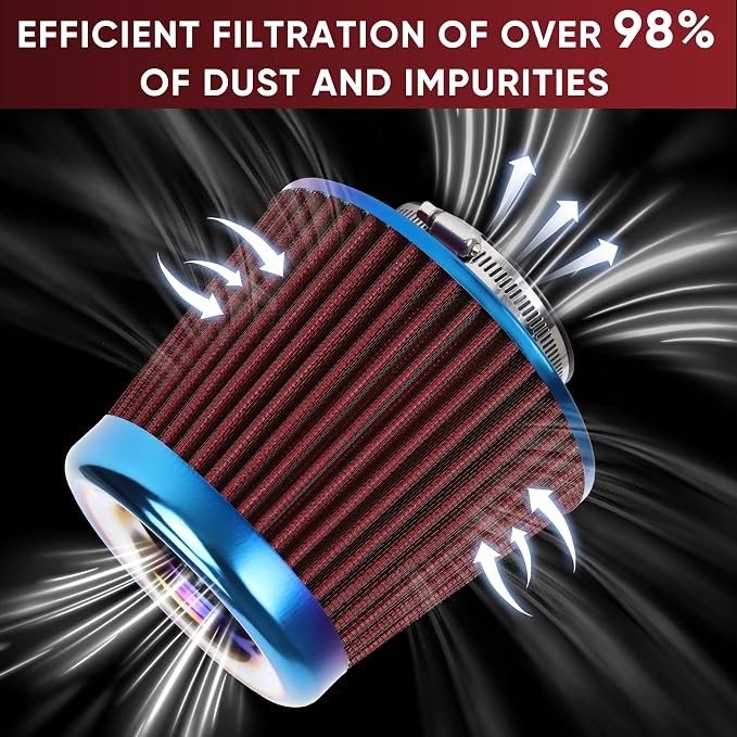 Universal Cold Air Intake Filter Clamp-On Replacement Air Filter Flange - Image 4