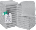 DAN RIVER 24 Pack Wash Cloths for Showering [12x12] - 100% Cotton Washcloths Premium Quality Flannel Face Cloths for Bathroom, Highly Absorbent and Soft Feel Wash Clothes, Silver