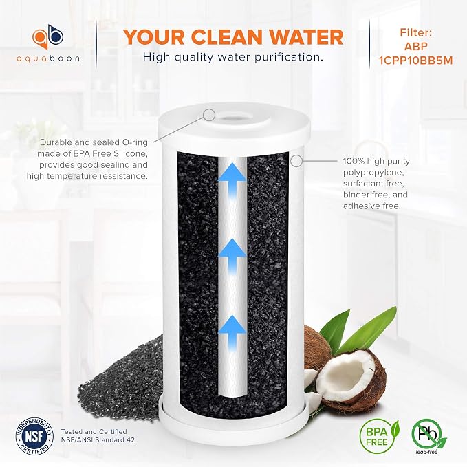 Aquaboon 5 Micron 10 x 4.5 Whole House Water Filter Replacement Cartridge - Image 5