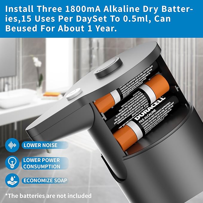 Automatic Soap Dispenser Touchless,Simple Physical Adjustment,Low Battery Consumption Hand Dish Soap Dispenser Kitchen Bathroom,Hands Free Auto
