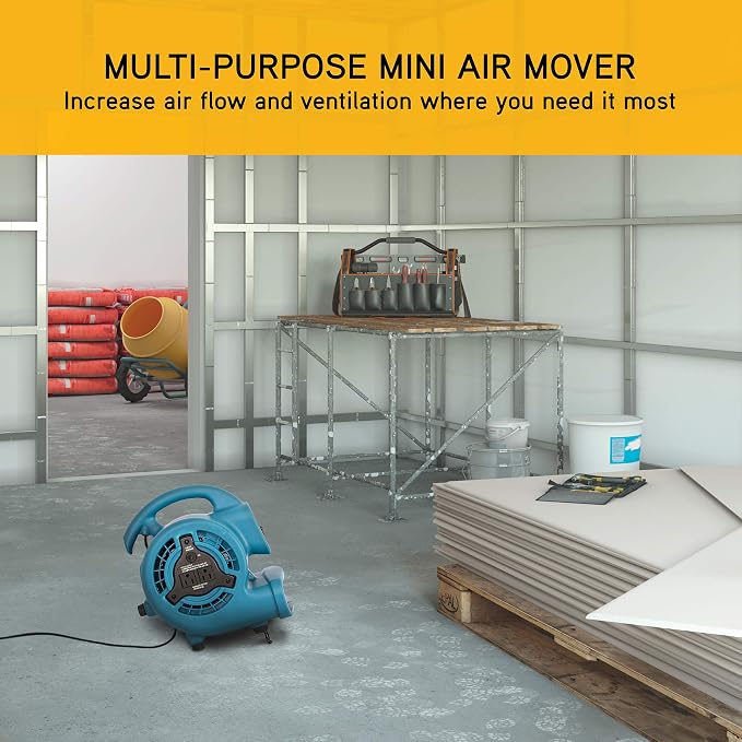 XPOWER P-80A Mini Mighty 138 W 600 CFM Centrifugal Air Mover, Carpet Dryer - Image 8