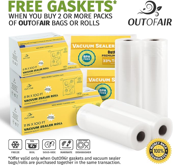 8" x 25' Rolls - Pack of 2 - OutOfAir Vacuum Sealer Rolls. Works - Image 7
