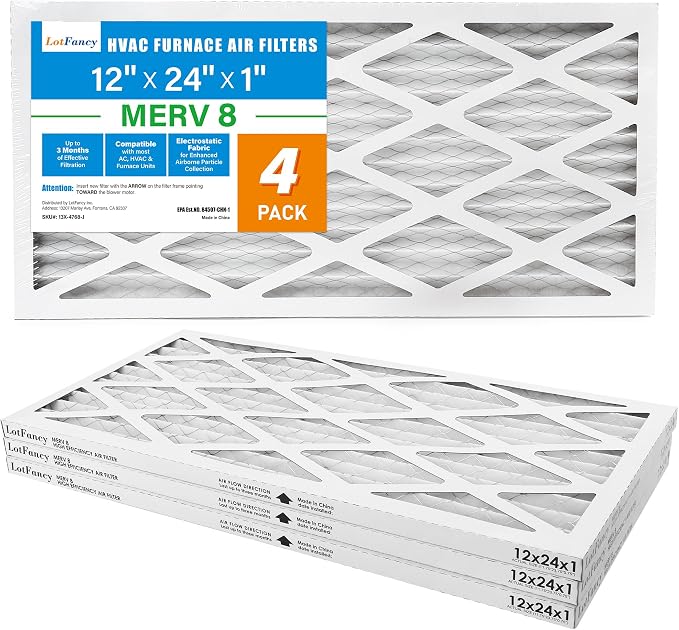 LotFancy 12x24x1 Air Filter MERV 8 4-Pack, Electrostatic Pleated Furnace & AC - Image 9