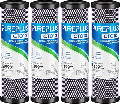 1 Micron 2.5" x 10" Whole House CTO Carbon Water Filter Cartridge Replacement by PUREPLUS