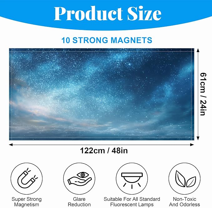 2 Pack Fluorescent Light Covers- 4 x 2 Feet Magnetic Ceiling Light Cover Room - Image 2