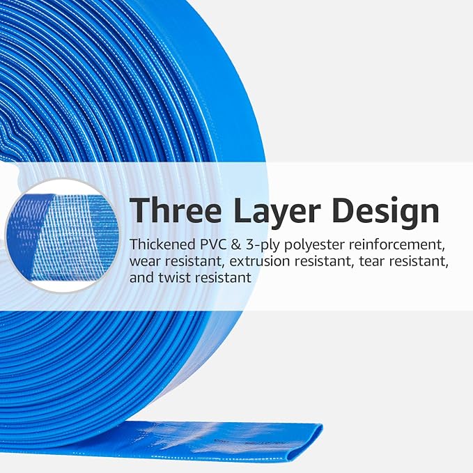 1.5" x 100 FT Pool Backwash Hose, Heavy Duty PVC Discharge Hose, Lay Flat - Image 2