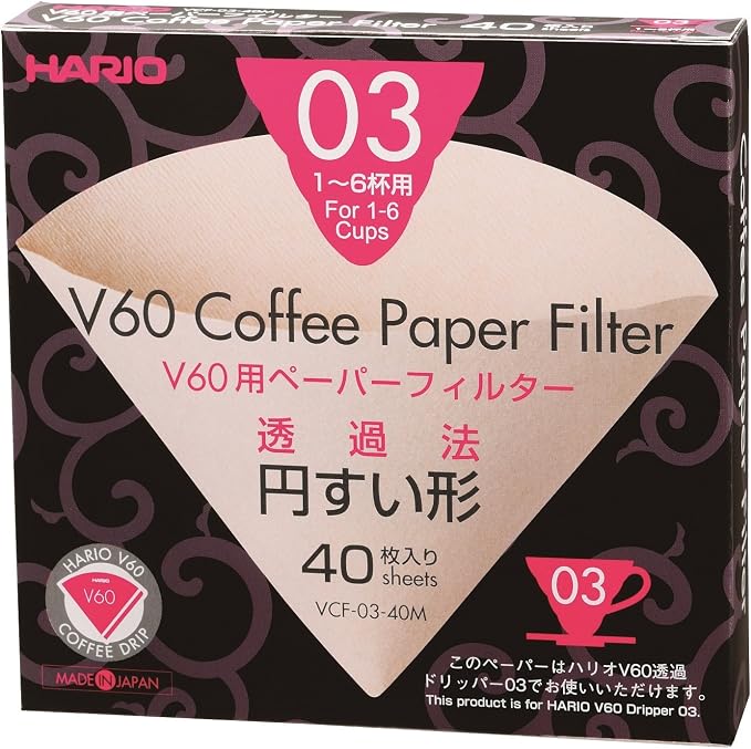 Hario V60 Paper Coffee Filter, Size 03, 40ct Box by Hario