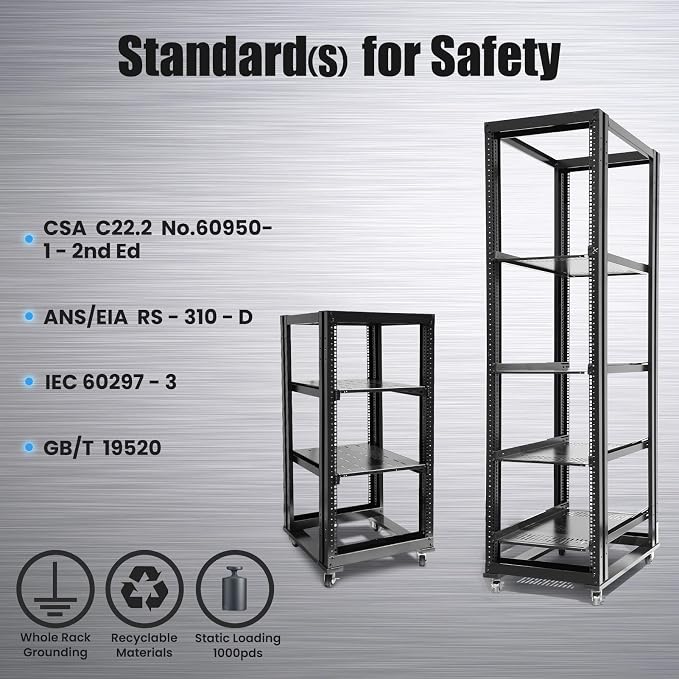 RAISING ELECTRONICS 27U 4 Post Open Frame Network Server Rack 19inch Width - Image 6