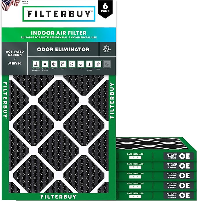 Filterbuy 14x25x1 Air Filter MERV 10 Odor & Allergy Defense by Filterbuy