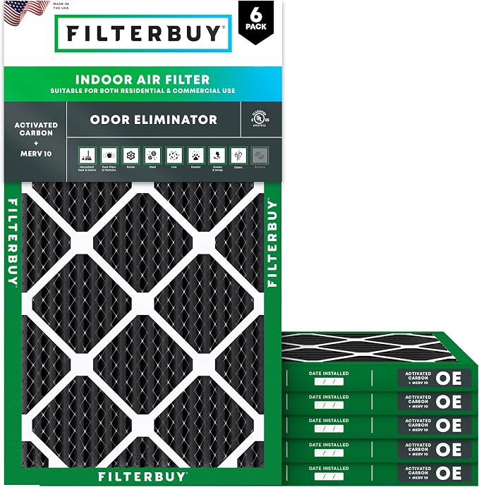 Filterbuy 20x30x1 Air Filter MERV 10 Odor & Allergy Defense by Filterbuy