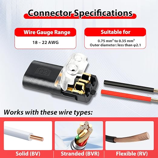 100PCS 2-Pin Double Wire Plug in Connector - Image 5