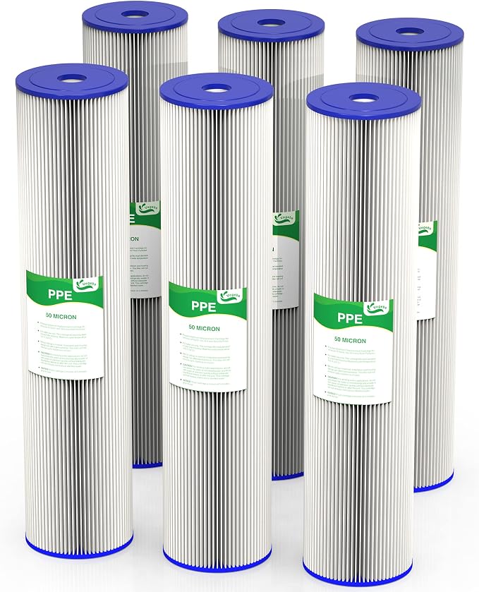 50 Micron 20-Inch Heavy Duty Whole House Water Filter Replacement Cartridge by Vegebe