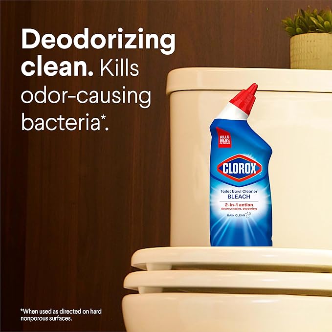 Clorox Toilet Bowl Cleaner Bleach, Rain Clean, 24 Fluid Ounces, Pack of 2 (Package May Vary)