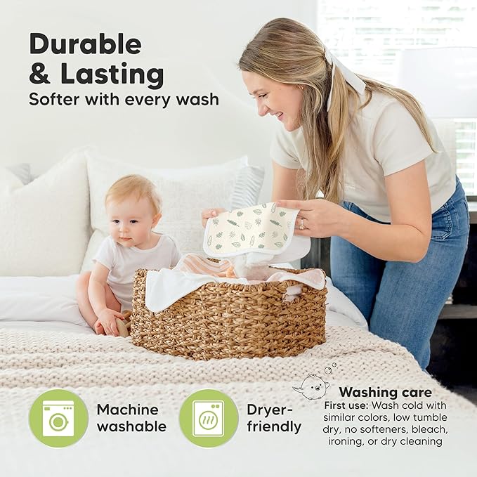6-Pack Cotton Baby Washcloths for Newborn - Organic Cotton Muslin Soft Wash Cloths for Babies, Infant, Kids, Toddler Towels for Boy,Girl,Super Absorbent Face Cloths,Scratch-free Baby Rags (Wilderness)