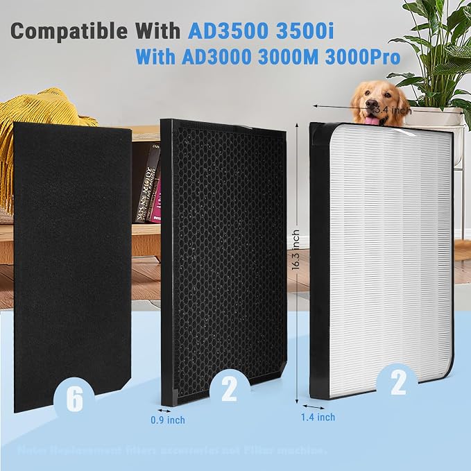 AD3500 Air Purifier Filters Replacement Set Compatible - Image 3