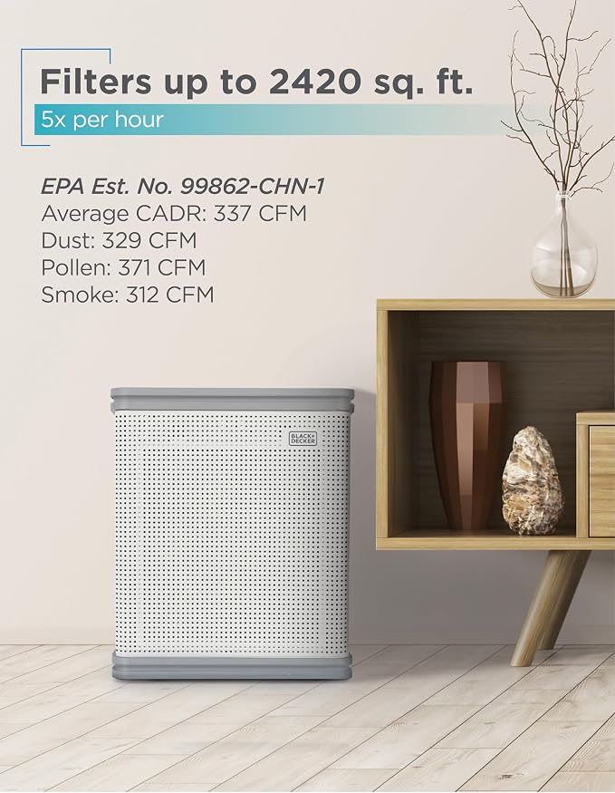 BLACK+DECKER Air Purifier with UV Technology, HEPA Air Purifier - Image 3