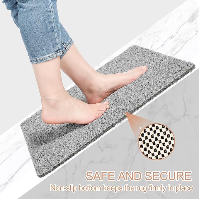 Joyhalo Anti Slip Shower Mat - 47'' x 16'' Non Slip Bath Mat for Elderly, PVC Loofah, Grey
