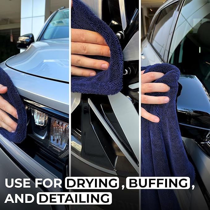 XL Car Drying Towel, 1300 GSM Professional Car Towel with Double Twisted Loop, Car Drying Towels Extra Large Super Absorbent, Microfiber Drying Towels for Cars, Trucks, SUVs - 40"x24", Navy