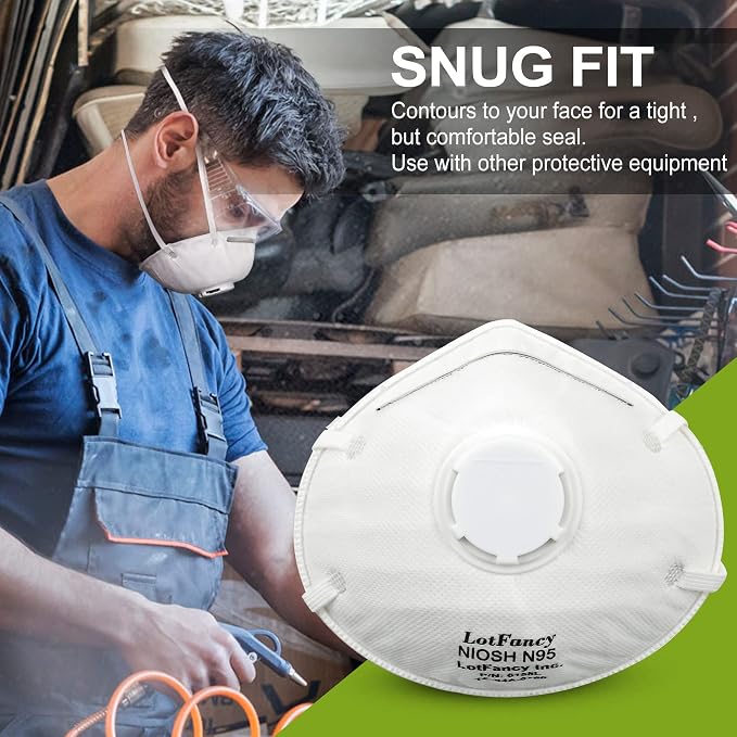 LotFancy NIOSH N95 Mask, Disposable Air Filter Masks Against Dust, Face Mask - Image 5